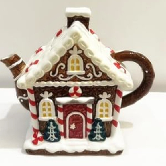 Corner Ruby Other - Corner Ruby Christmas Gingerbread House Ceramic Hand Painted Teapot ~ New